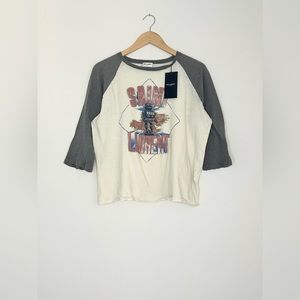 BRAND NEW YSL ROBOT BASEBALL SLEEVE T-SHIRT WITH LOGO